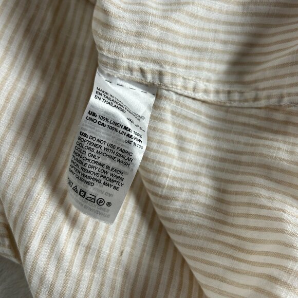Chico's Womens Tan White Striped No Iron Linen Button-Up Shirt Size 3 US 16/18 - Picture 4 of 7